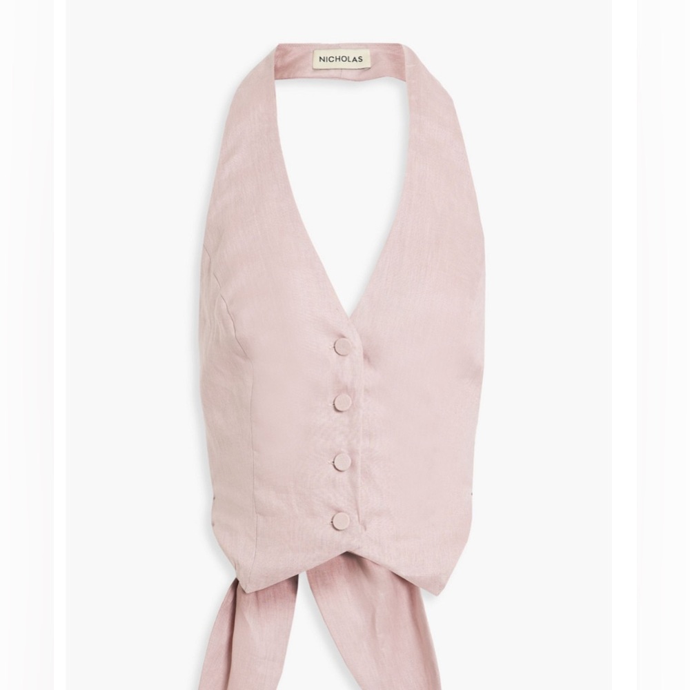 NICHOLAS Pale Pink Halter Tie-Back Vest